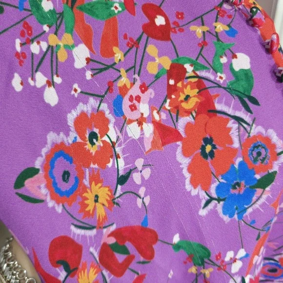 Saloni Womens Dress Eve Mini Button Lilac Pimpernel Purple Floral Prairie Size 2 - Picture 9 of 16